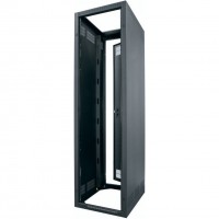 21 SPACE (36 3/4"), 28" DEEP STAND ALONE RACK WITH REAR DOOR, V-SYSTEM READY, BLACK FINISH